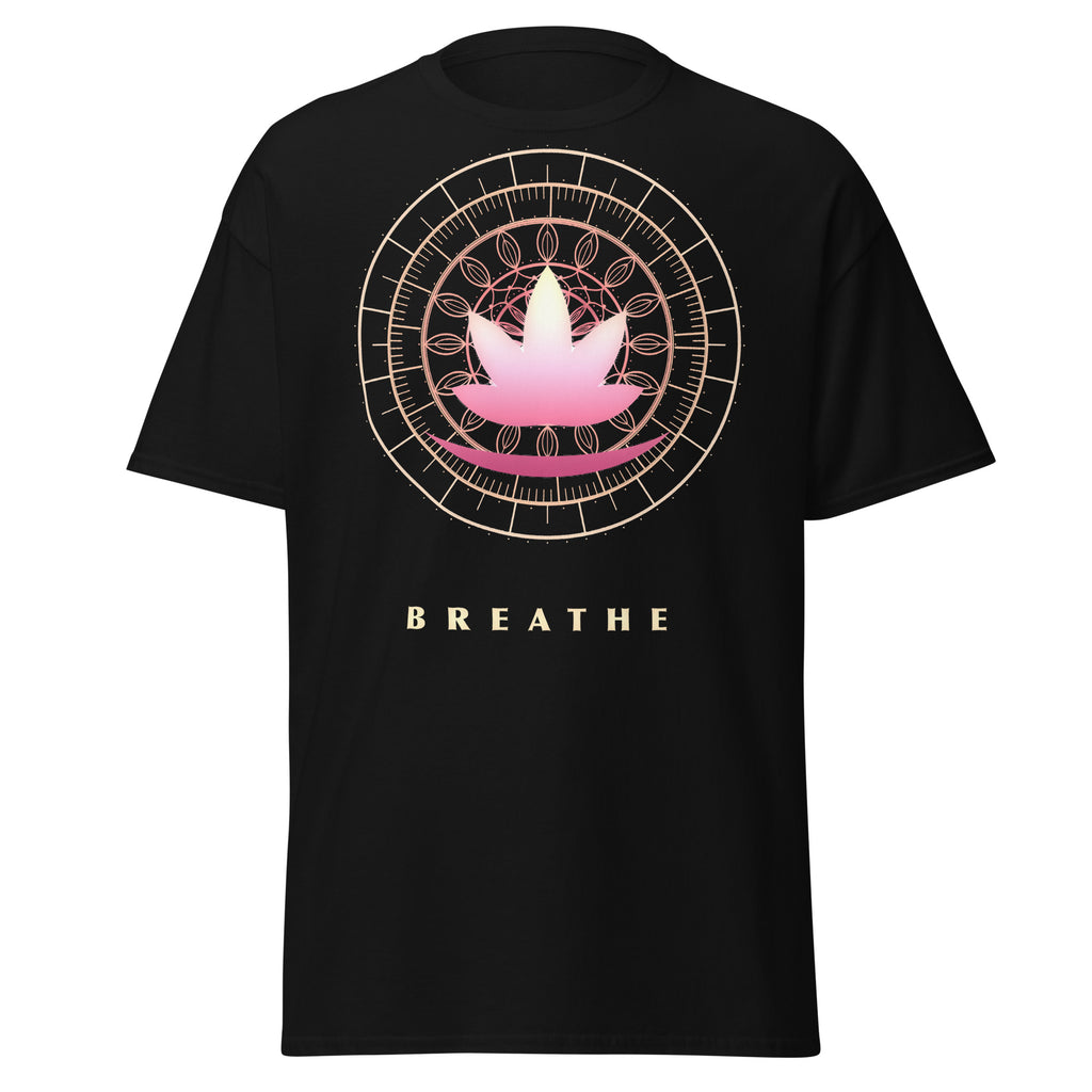 Sacred Lotus graphic tee in Black, original art by AuraCanvas