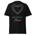 Electric Love graphic tee in Black, original art by AuraCanvas