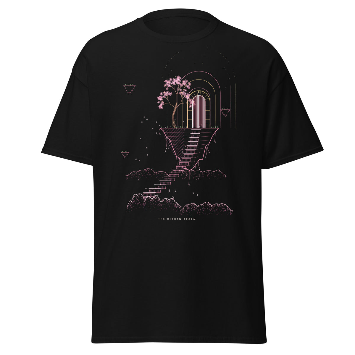 The Hidden Realm graphic tee in Black, original art by AuraCanvas