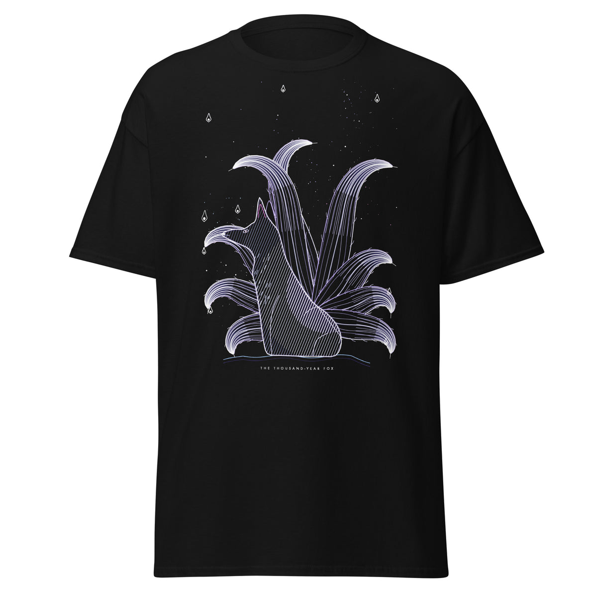 The Nine-Tailed Fox graphic tee in Black, original art by AuraCanvas