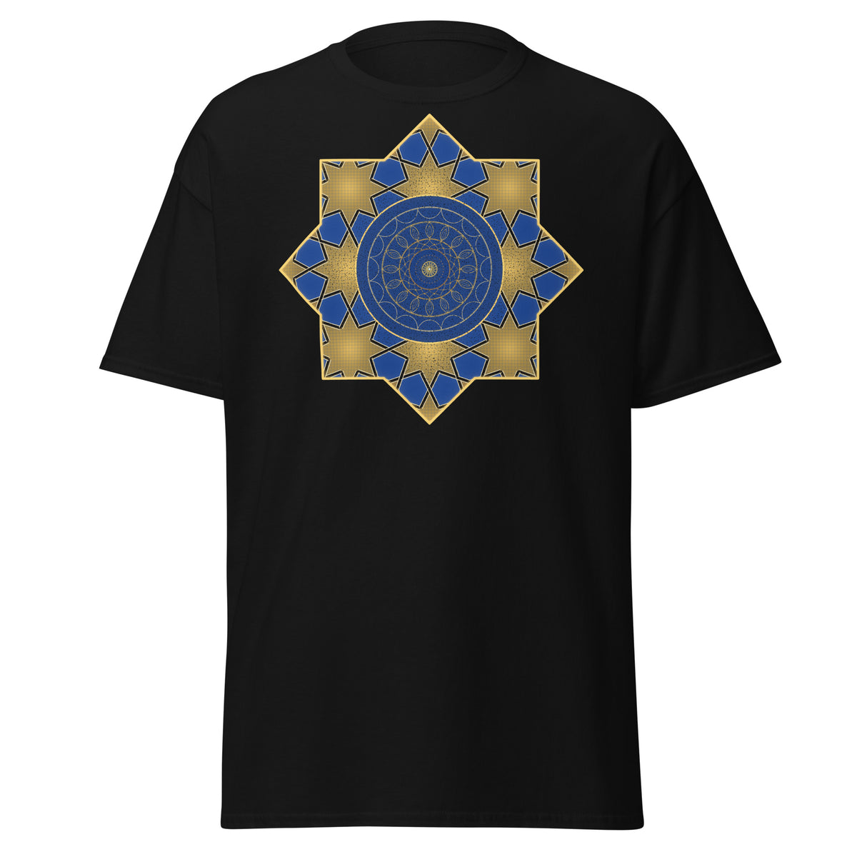 Alhambra Star graphic tee in Black, original art by AuraCanvas