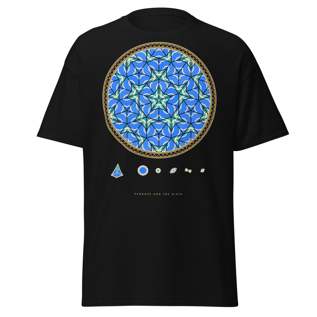 Penrose and the Girih graphic tee in Black, original art by AuraCanvas