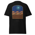 Stardust Waves graphic tee in Black, original art by AuraCanvas