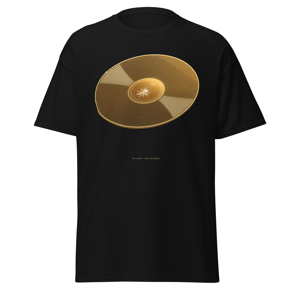 Silent Universe graphic tee in Black, original art by AuraCanvas