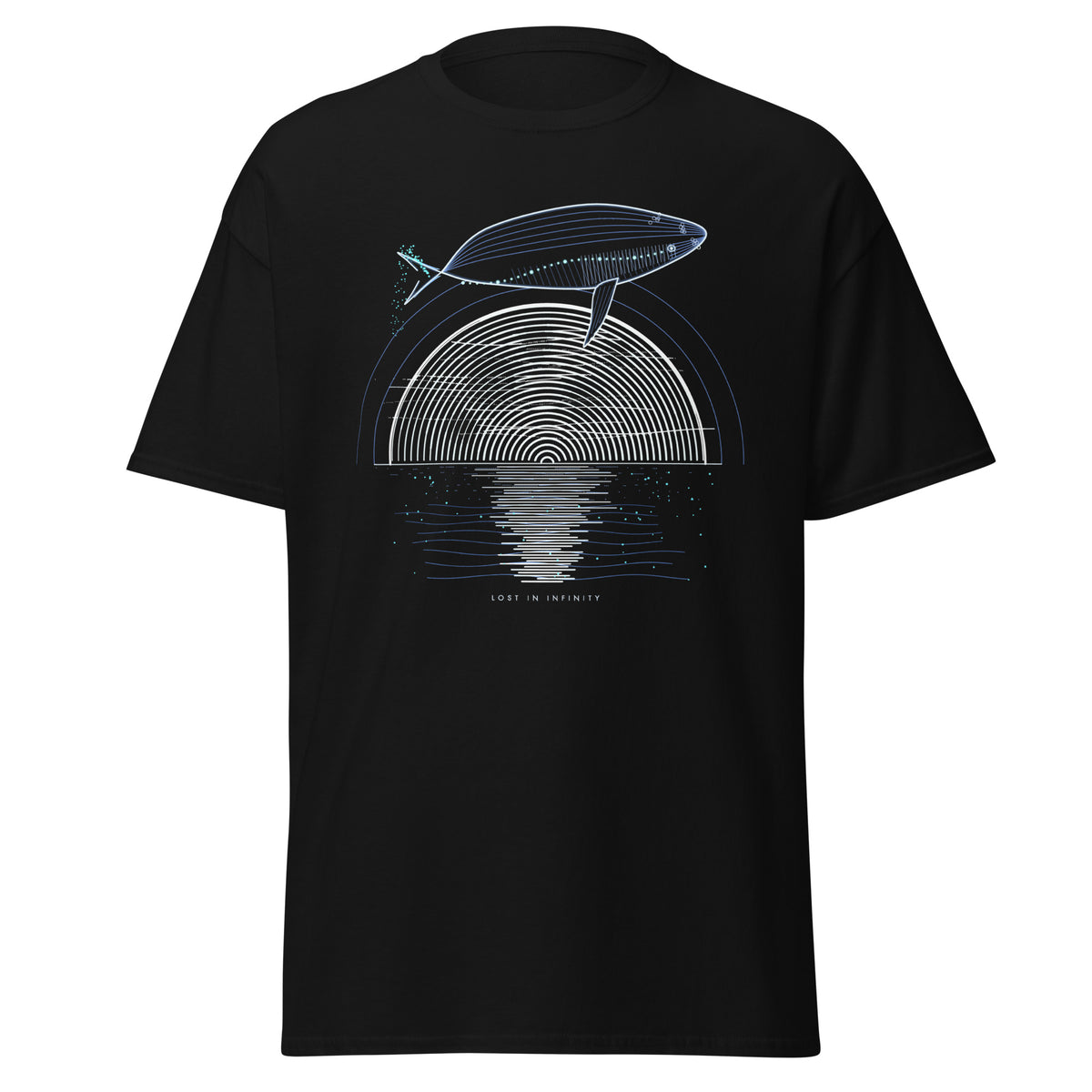 Lost in Infinity graphic tee in Black, original art by AuraCanvas
