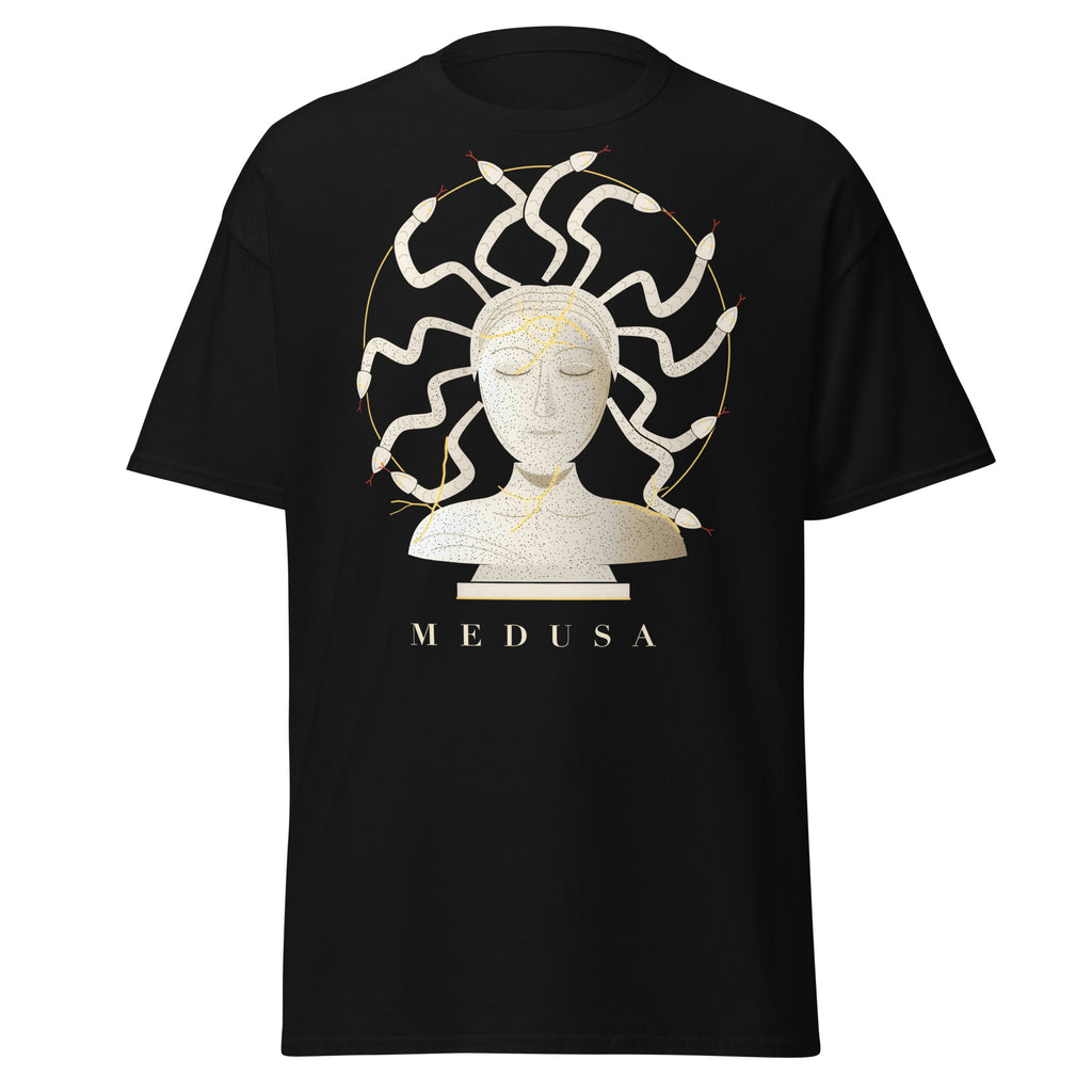 Kintsugi Medusa graphic tee in Black, original art by AuraCanvas