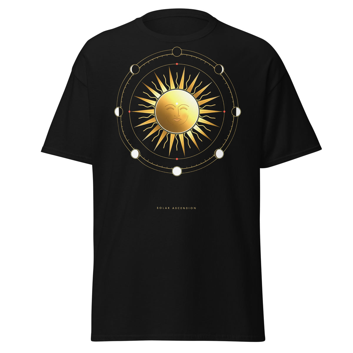 Solar Ascension graphic tee in Black, original art by AuraCanvas