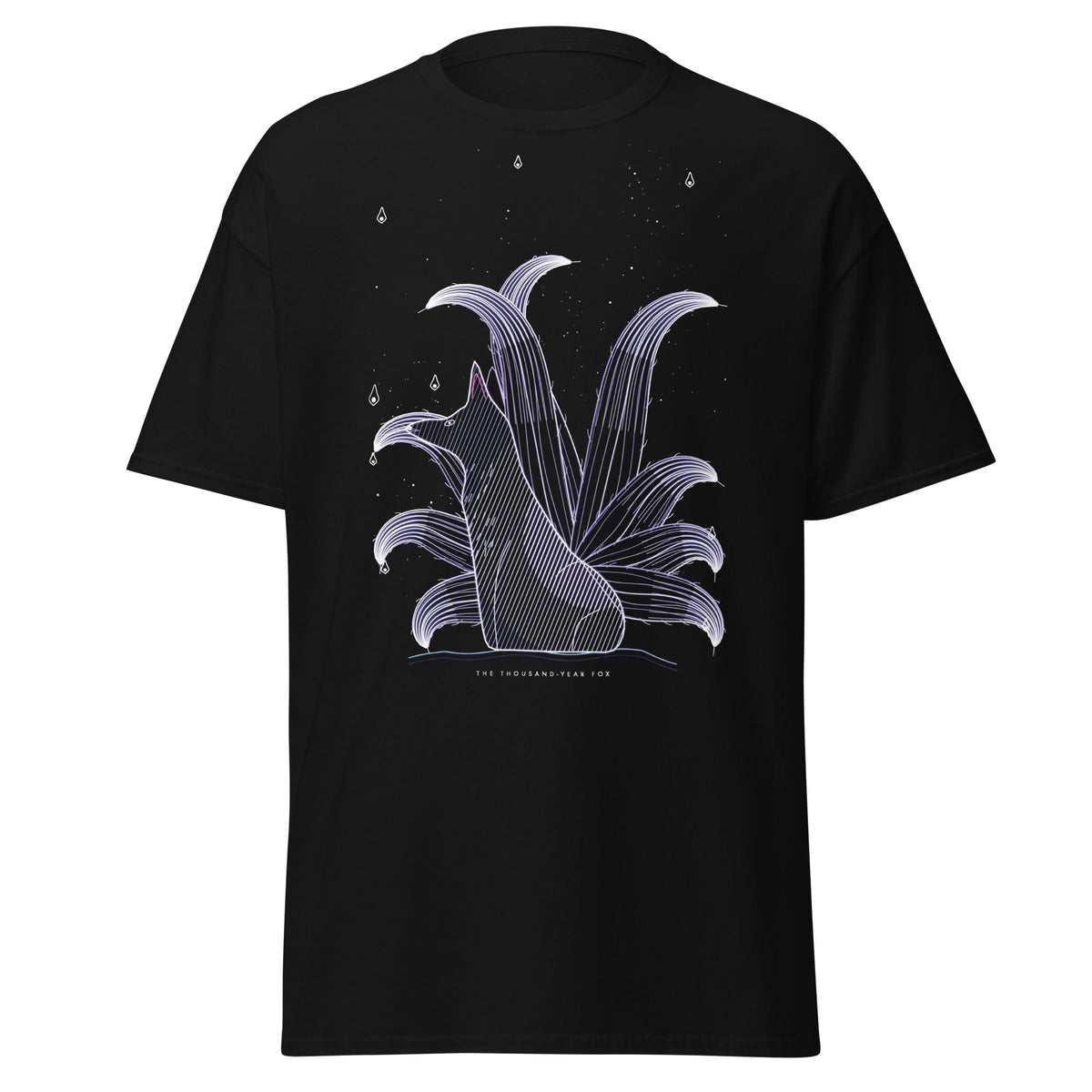 The Nine-Tailed Fox graphic tee in Black, original art by AuraCanvas