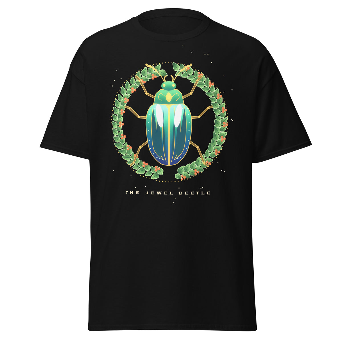 Jewel Beetle graphic tee in Black, original art by AuraCanvas