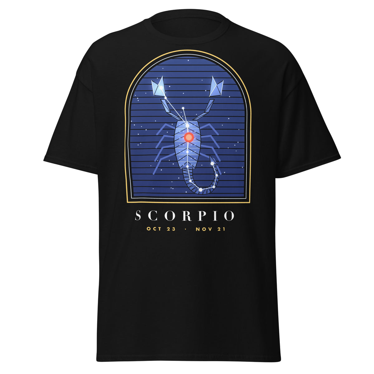 Scorpio graphic tee in Black, original art by AuraCanvas