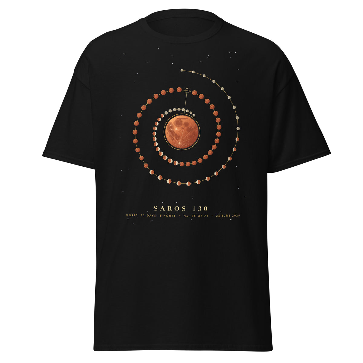 Saros graphic tee in Black, original art by AuraCanvas