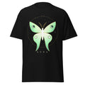 Luna Moth graphic tee in Black, original art by AuraCanvas