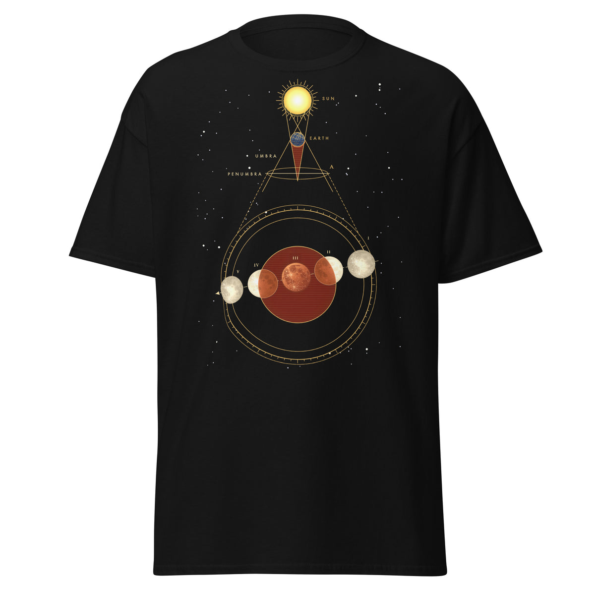 Shadow of the Moon graphic tee in Black, original art by AuraCanvas
