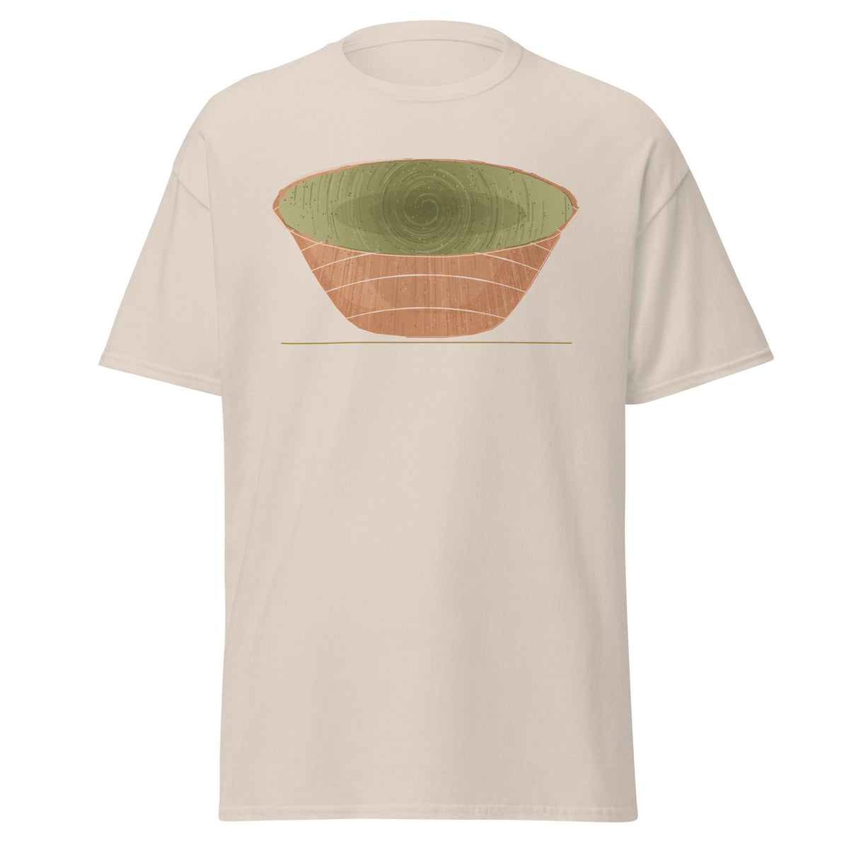 The Bowl graphic tee in Natural, original art by AuraCanvas