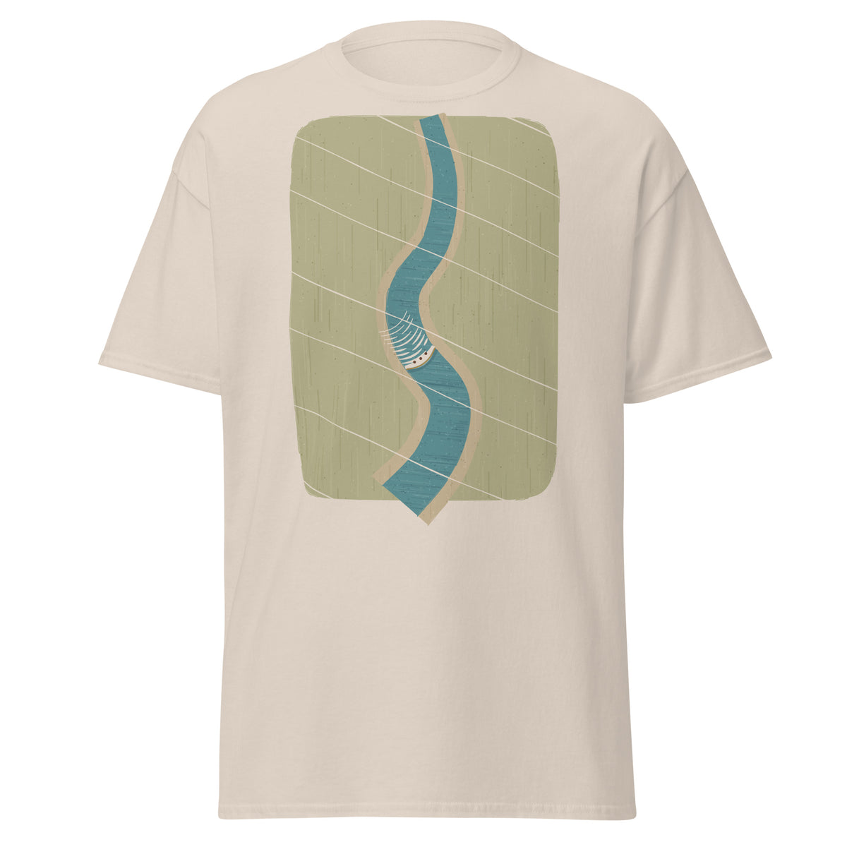 The Severn Bore graphic tee in Natural, original art by AuraCanvas
