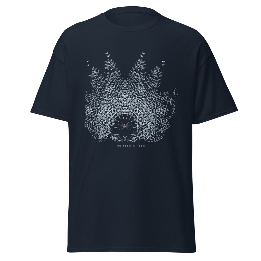 The Frost Window graphic tee in Navy, original art by AuraCanvas