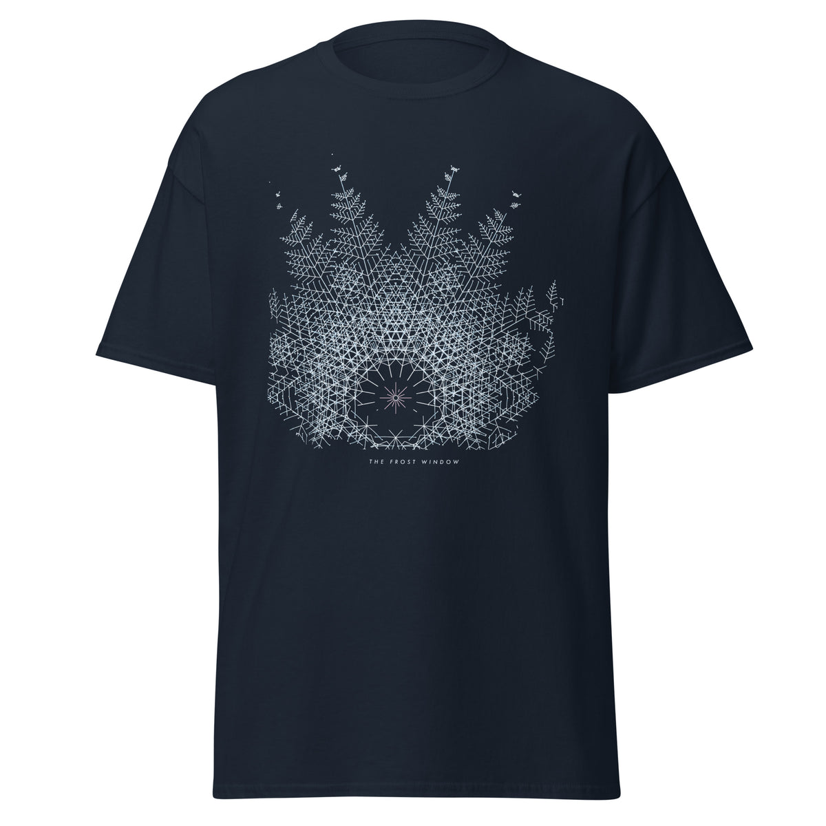 The Frost Window graphic tee in Navy, original art by AuraCanvas