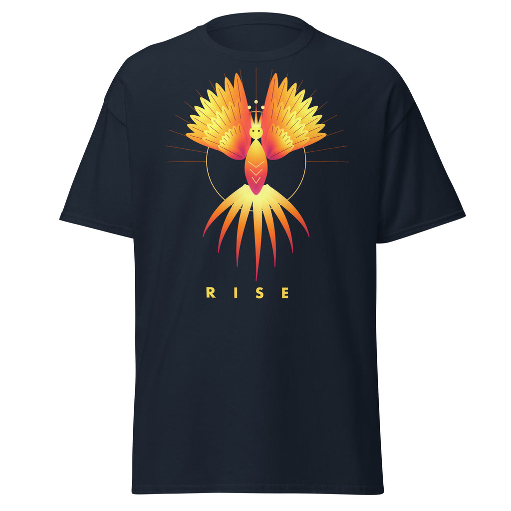 Phoenix Rising graphic tee in Navy, original art by AuraCanvas