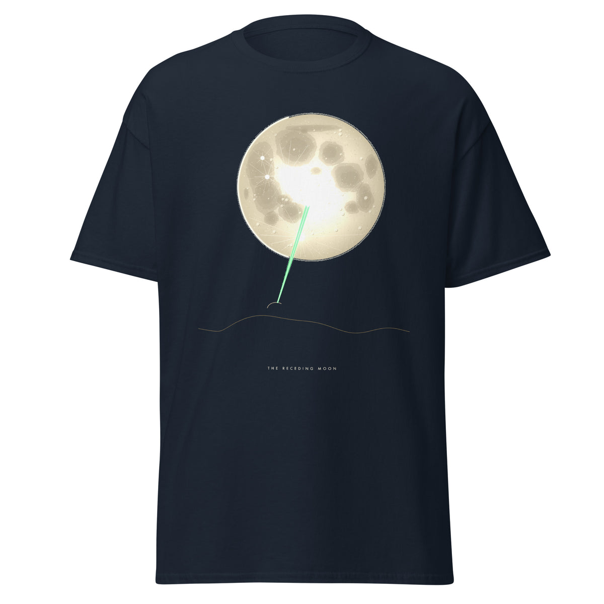 The Receding Moon graphic tee in Navy, original art by AuraCanvas