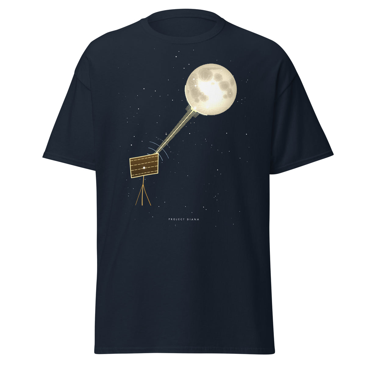 Project Diana graphic tee in Navy, original art by AuraCanvas