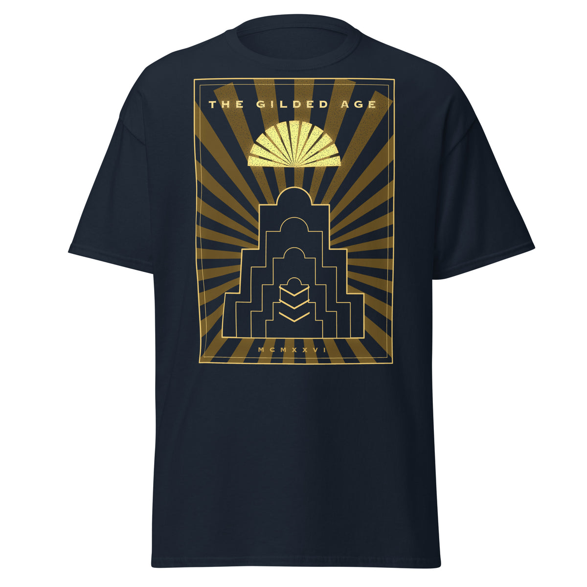 Gilded Age graphic tee in Navy, original art by AuraCanvas