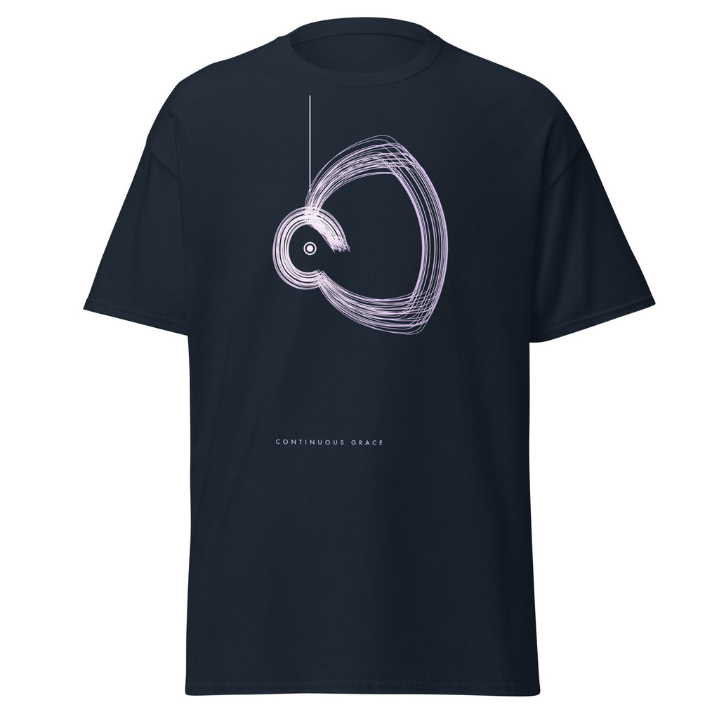 Continuous Grace graphic tee in Navy, original art by AuraCanvas
