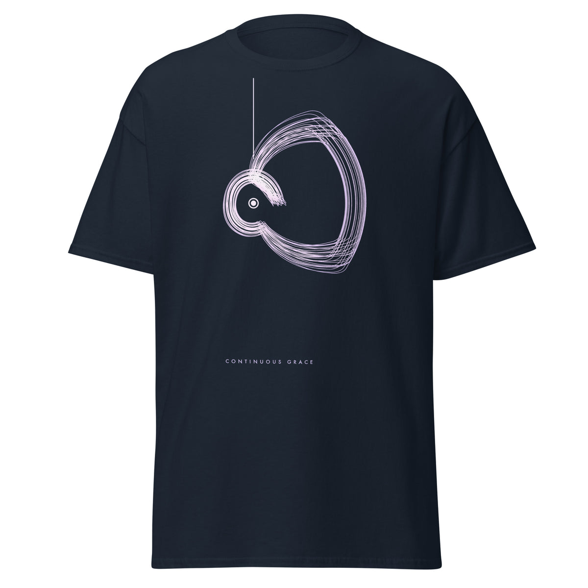 Continuous Grace graphic tee in Navy, original art by AuraCanvas