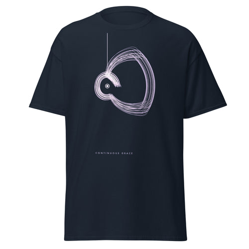 Continuous Grace graphic tee in Navy, original art by AuraCanvas