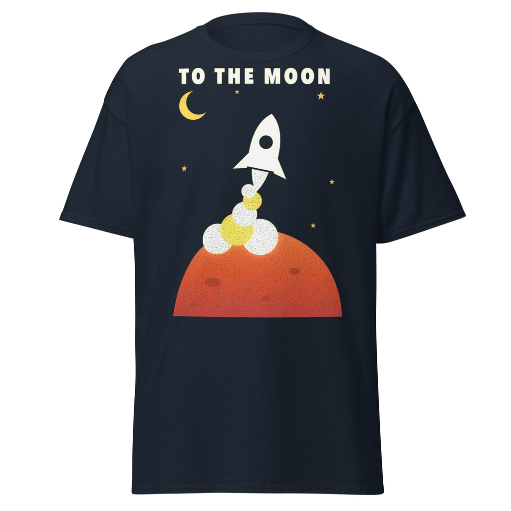 To the Moon graphic tee in Navy, original art by AuraCanvas