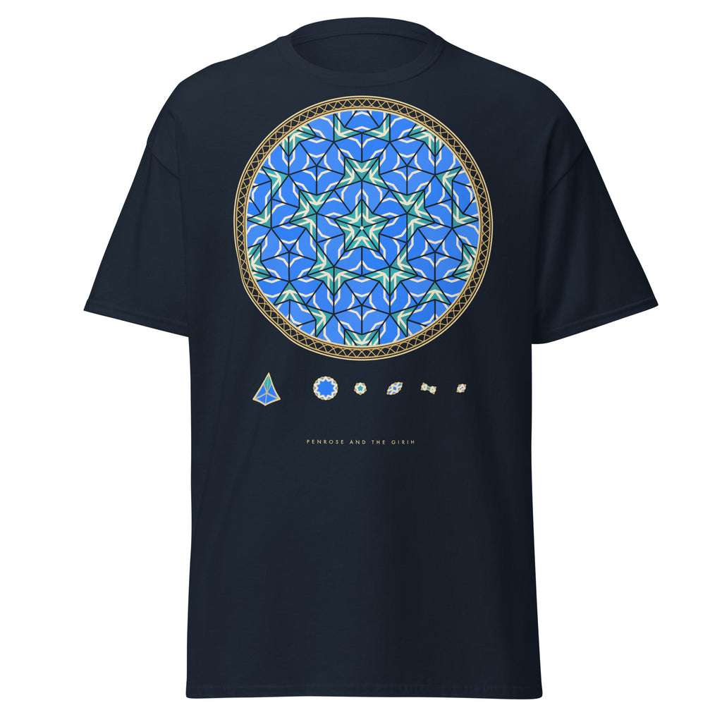 Penrose and the Girih graphic tee in Navy, original art by AuraCanvas
