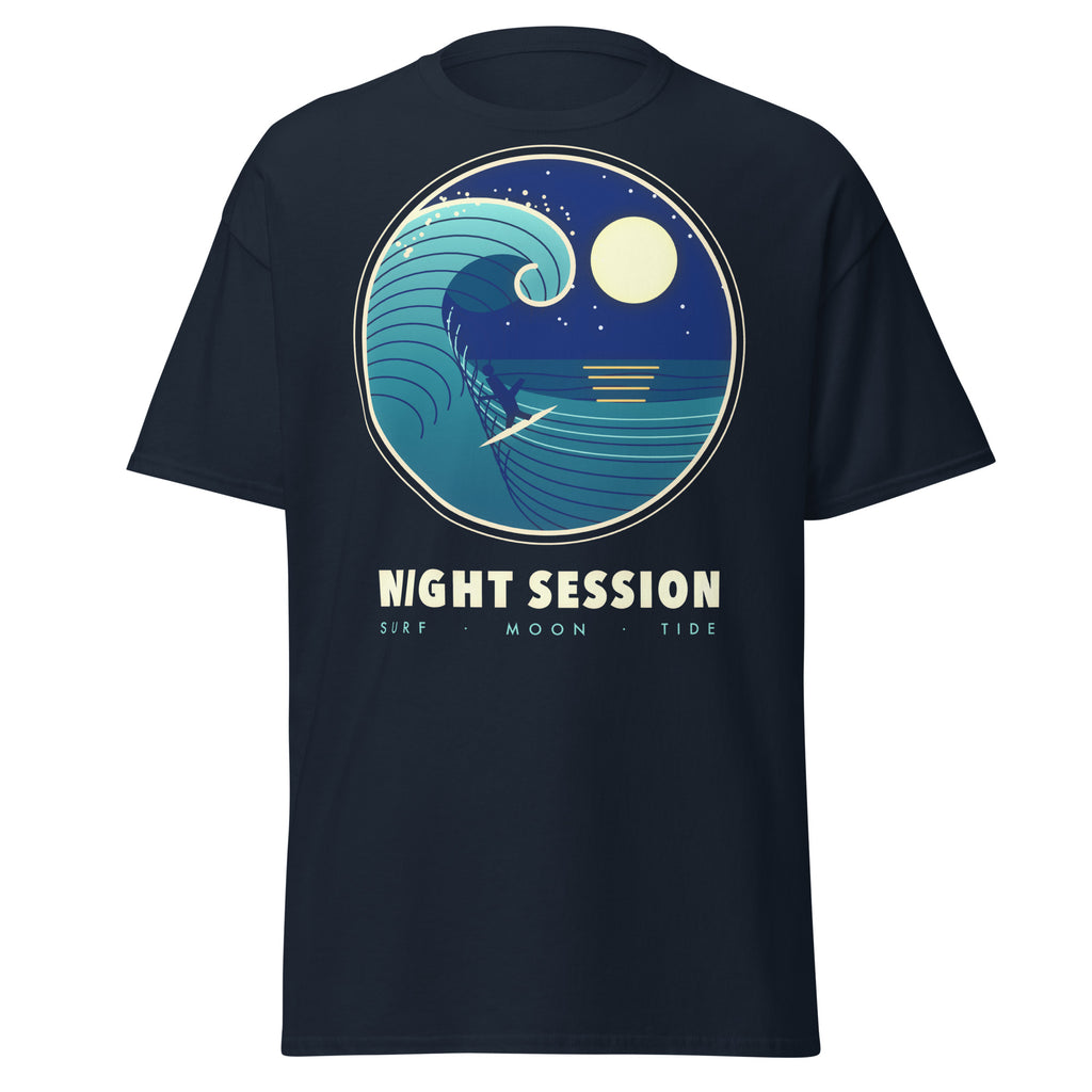 Night Session graphic tee in Navy, original art by AuraCanvas