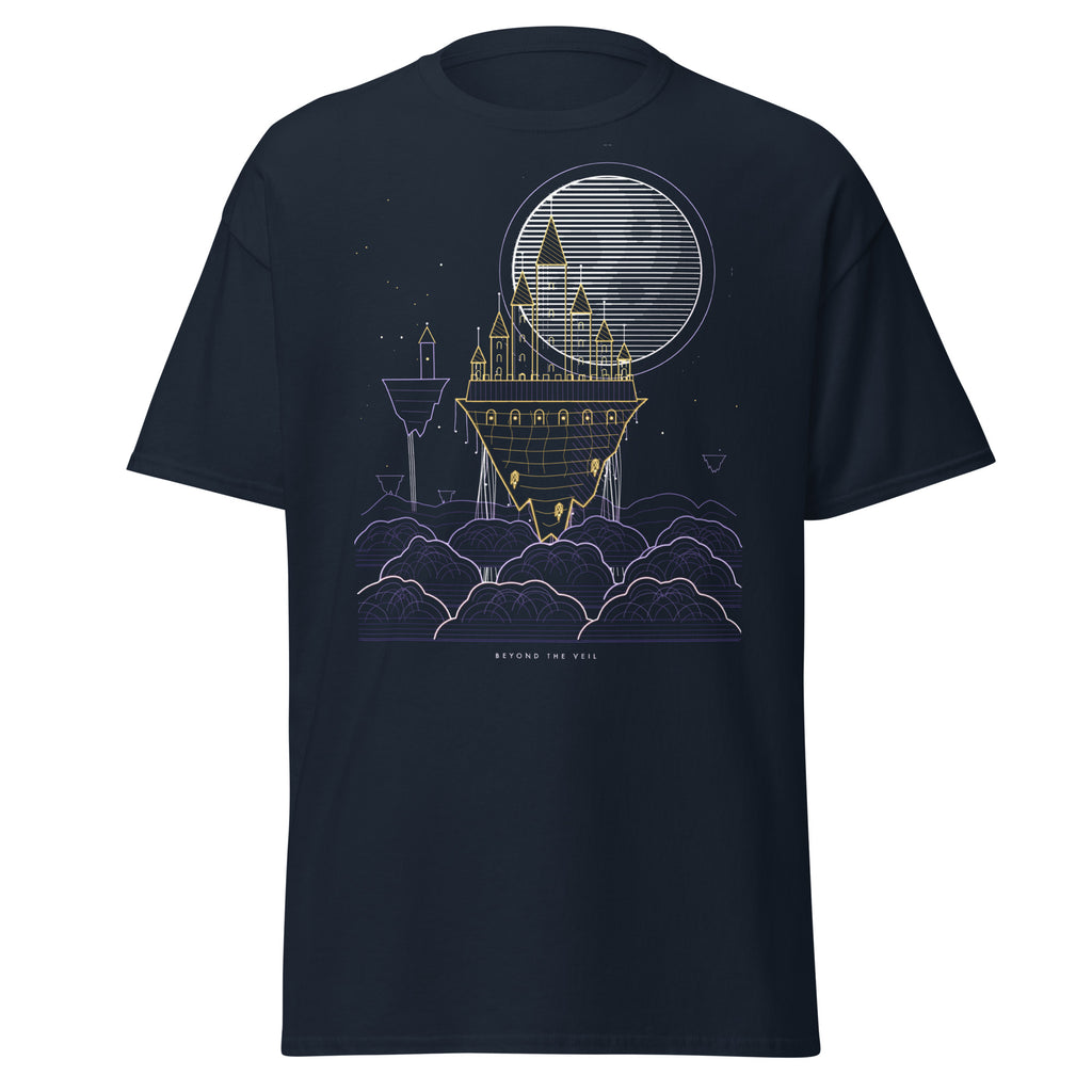 Beyond the Veil graphic tee in Navy, original art by AuraCanvas