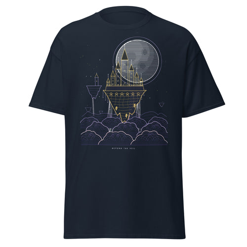 Beyond the Veil graphic tee in Navy, original art by AuraCanvas
