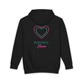 Electric Love heavyweight hoodie in Black, original art by AuraCanvas